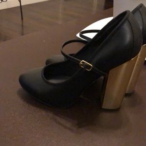 Top shop gold heel Mary Janes